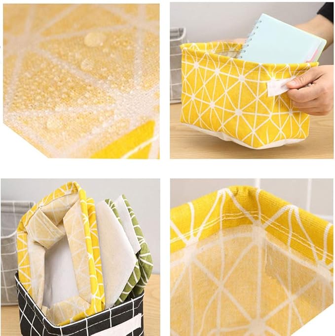 Tamicy Mini Storage Basket(Pack of 5)- Blend Storage Bins for Makeup, Book, Baby Toy,8x6x5.5 inch Home Decor Canvas Organizers Bag 8x6.3x5.1 inch