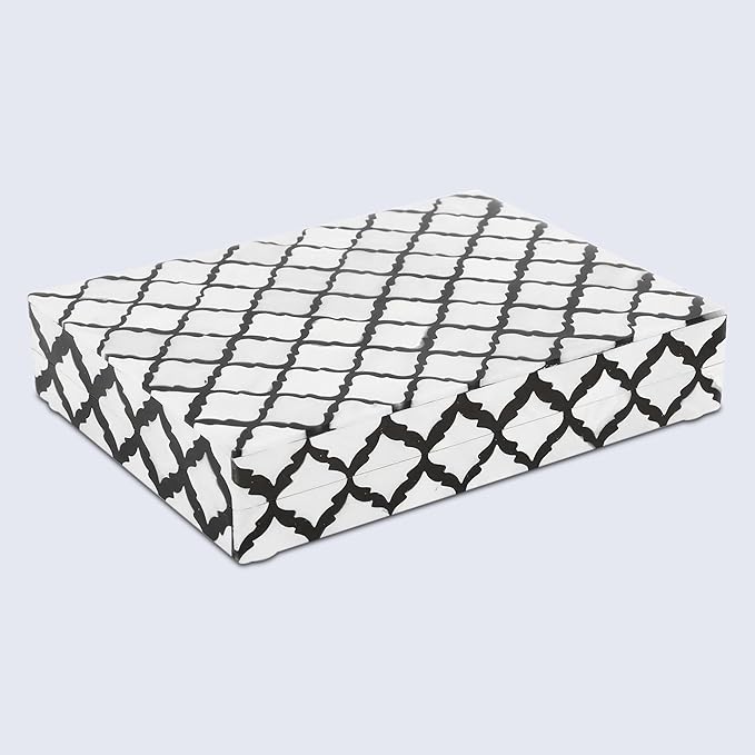Handicrafts Home Handmade Moroccan Pattern Inspired Decorative Box - Small Storage Organizer for Neck Chains, Watches, Memory Keepsakes - Boho Style Treasure Box, Multipurpose Gift - B&W, 7x10x1.5