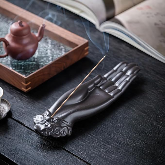 Premium Incense Holder for Sticks|Features an Elegant Buddha Hand Design for Zen Home Decor & Spiritual Wellness, Safely Holds Burning Incense Sticks.