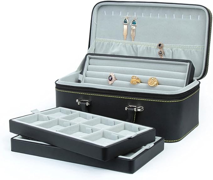 Makeup Organizers Jewelry Box Leather Multifunctional Portable Jewelry Box Ring Necklace Jewelry Storage Display Box Large Capacity Jewelry Boxes Organizer Jewelry Case