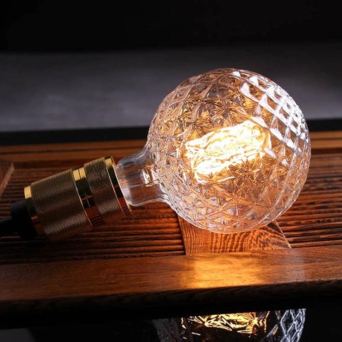 Vintage LED Edison Bulb G30 G95 4W Dimmable LED Filament Bulb Globe Pineapple Shaped Light Bulb 2300K Warm White E26 400LM Equivalent 40W Incandescent (Clear)
