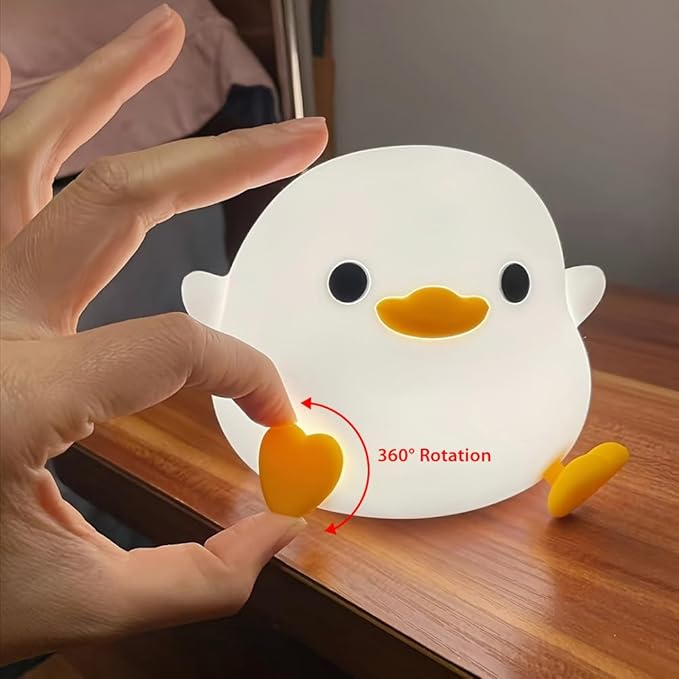IFTHFOUR DoDo Duck Night Light, LED Cute Silicone Dimmable Nursery Lamp, Touch Sensor Lamp, RGB & Warm White Light for Kids, Bedrooms, Dorm Decor, and Gift Ideas(Battery)