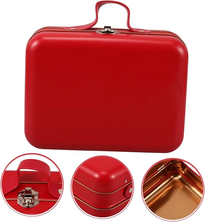 Mobestech Mini Suitcase Storage Box Red Handbag-style for Boys and Girls Toys Makeup and Jewelry Compact and Portable Organizer for Travel and Outdoor Use