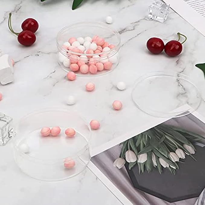 KissYou Acrylic Box Round Clear Boxes with Lid 4 Pieces Small Circular Candy Box Storage Organizer Containers Wedding Party Decorative Boxes