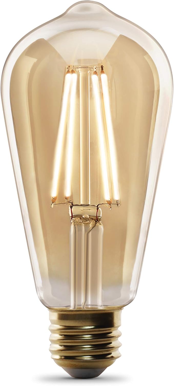 Feit Electric Vintage Exposed Filament Clear Glass LED ST19 with a Medium E26 Base Light Bulb - 60W Equivalent - 10 Year Life - 400 Lumen - 2100K Soft White - Dimmable | Original Vintage