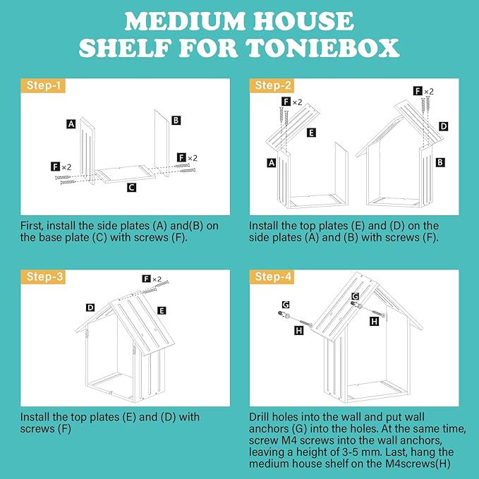 for Tonies Box Shelf Magnetic Storage Shelf, Large Size House for TonieBox 1/2 Player Tonies Figures Characters for Children Room, Wall-Mounted and Desktop Placement