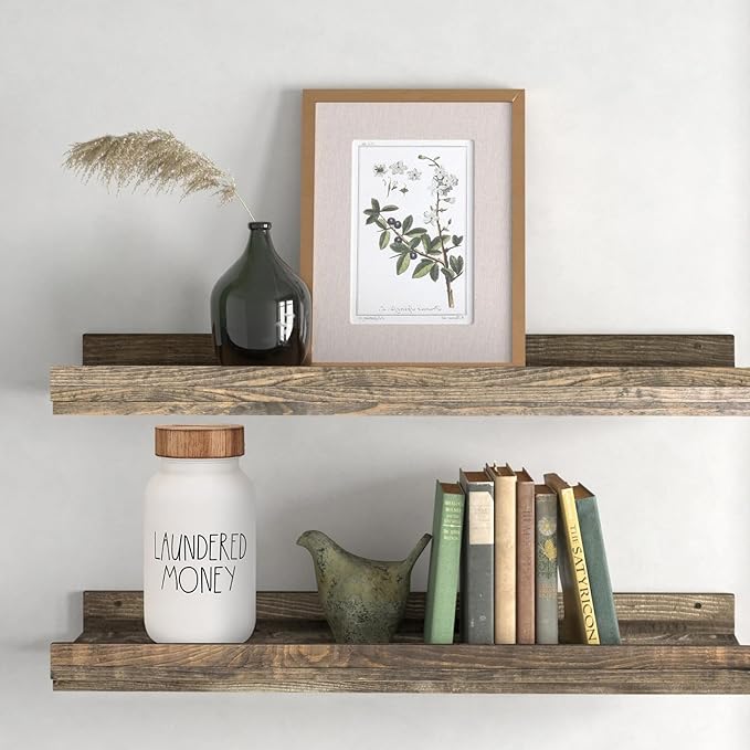 Laundry Room Decor & Organization - Premium Matte White Glass Coin Bank with Wood Lid - Rustic Farmhouse Money Jar for Loose Change - Funny Laundered Money Tip Jar & Shelf Accessories