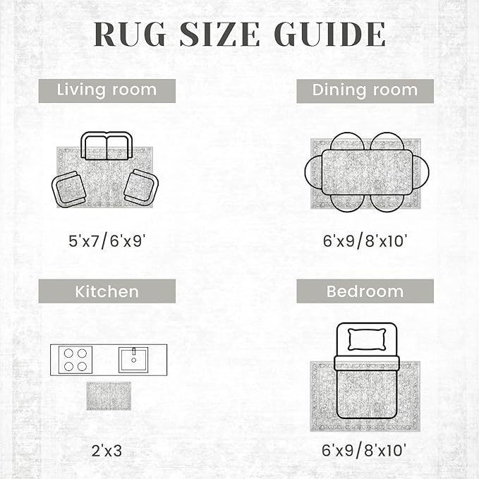 2x8 Hallway Runner Rug: Washable Vintage Floral Entryway Rugs Low Pile Non-Slip Boho Carpet for Kitchen, Bedroom, Bathroom, Dining Room (Grey, 2'x8')