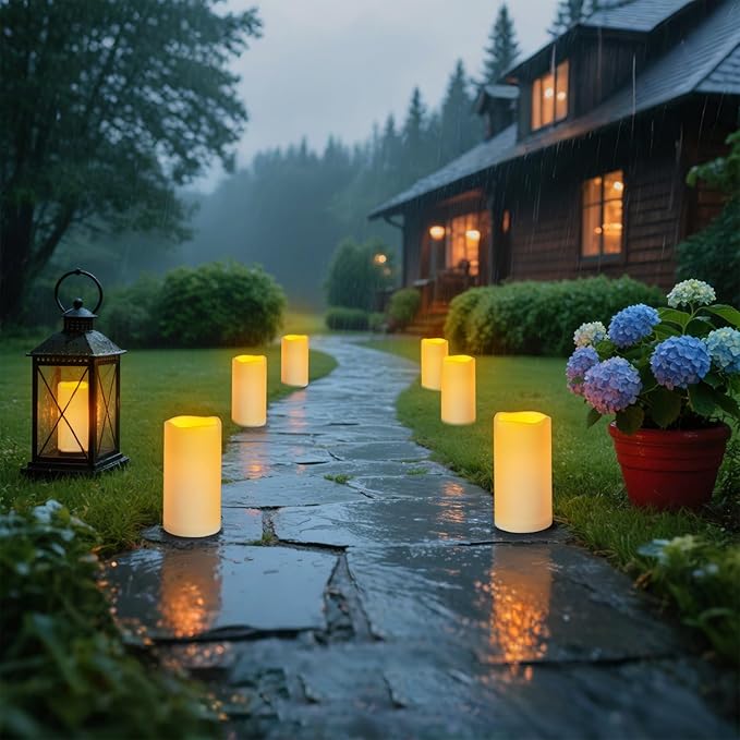 Artmarry 12 Pack Flickering Flameless Candles Large (D 3" x H 6") LED Candles Fake Pillars Outdoor Indoor Battery Operated Candles with Remote for Home Wedding Christmas Holiday Décor (12 Pack)