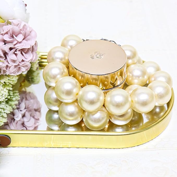 Gold Mirrored Vanity Tray, Small Oval Stainless Steel Perfume Organizer, Decorative Glass Mirror Tray for Jewelry, Makeup, Skincare, Bathroom Countertop & Nightstand Decor (11.8" x 3.9")