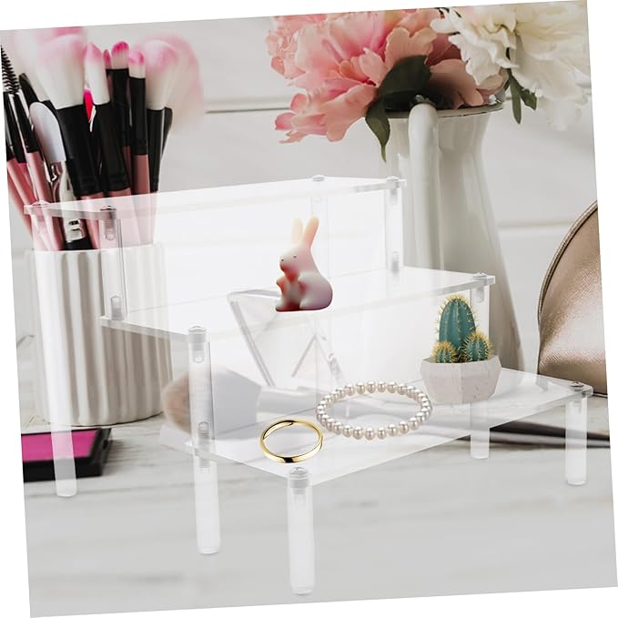 2pcs Stable Perfume Display Rack Acrylic Riser Stand Organized Shelf for Makeup Organizer