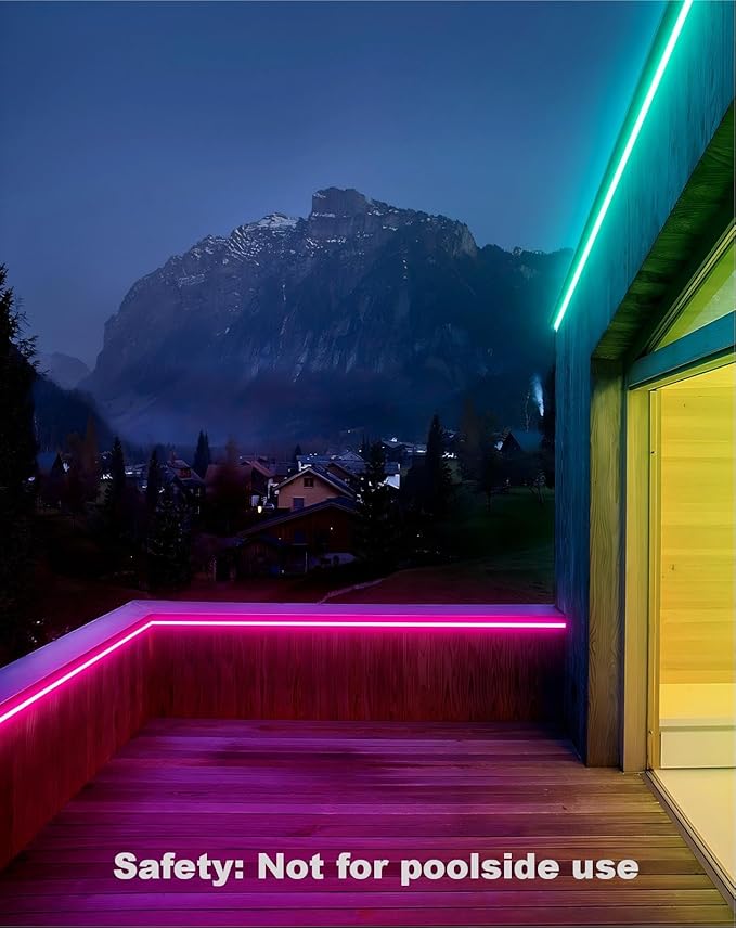 Shine Decor LED RGB Neon Rope Lights AC 120V, Expandable & Cuttable Bright Strip Lighting with Remote, Dimmable Color Changing, ETL Cold-Resistant & IP65 Waterproof for in&Outdoor, 10x20mm, 32.8FT
