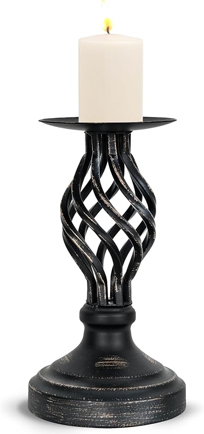 Candle Holders - Candlestick Holders Decorative LHQOO Metal Vintage Candle Holder with Non-Slip Base, Available for Home Decor, Wedding, Dinning, Party, Anniversary (Medium Size)