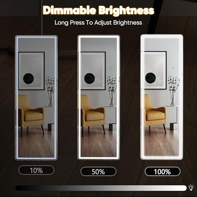 OLIXIS 21.5"×64.1" Full Length Mirror with Light, LED Floor Full Body Mirror with 3 Color Lighting