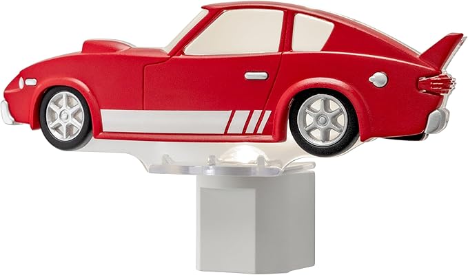 Energizer Race Car Night Light, Light Sensing, LED, Soft White, 3000K, Red, Nightlight for Bedroom, Bathroom, Nursery, Hallway, Kitchen, 1pk, 82404