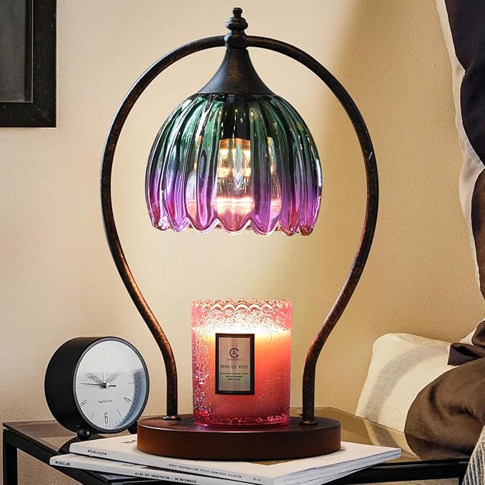 GOODBUY Electric Candle Warmer Lamp with Timer:Scented Candle Warmer Dimmable Lamp with 2 Bulbs, Christmas Gifts for Mom Women, House Warming Gifts New Home Decor for Bedroom Living Room