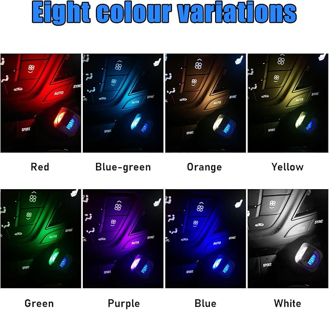 2 PCS USB Type C LED Ambient Light, 8 Colors RGB Dynamic Gradient Brightness Interior Atmosphere Lamp, Mini Adjustable Car Accessories Replace Lighting Parts for Home Laptop