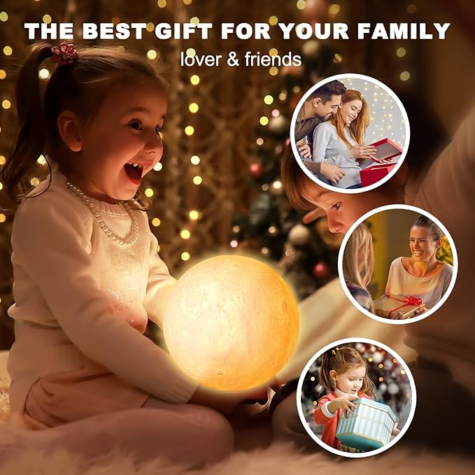 Moon Lamp Upgrade 16 Colors, Moon Light Gifts for Girls Boys Kids Women Birthday, Teen Gifts Trendy Stuff, Cool Astronomy Gifts, Shelf Decor, Remote & Touch Control Moon Night Light, Diameter 4.8 inch