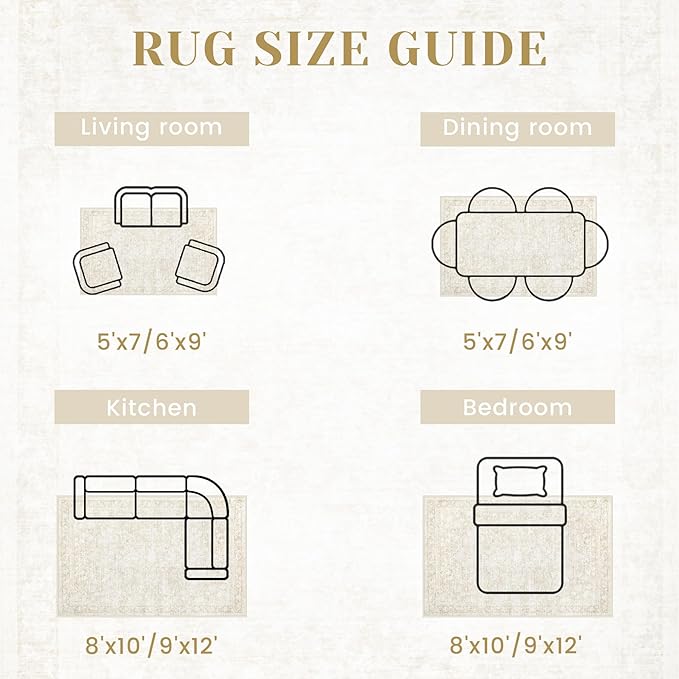 2x8 Hallway Runner Rug: Washable Vintage Floral Entryway Rugs Low Pile Non-Slip Boho Carpet for Kitchen, Bedroom, Bathroom, Dining Room (Beige, 2'x8')