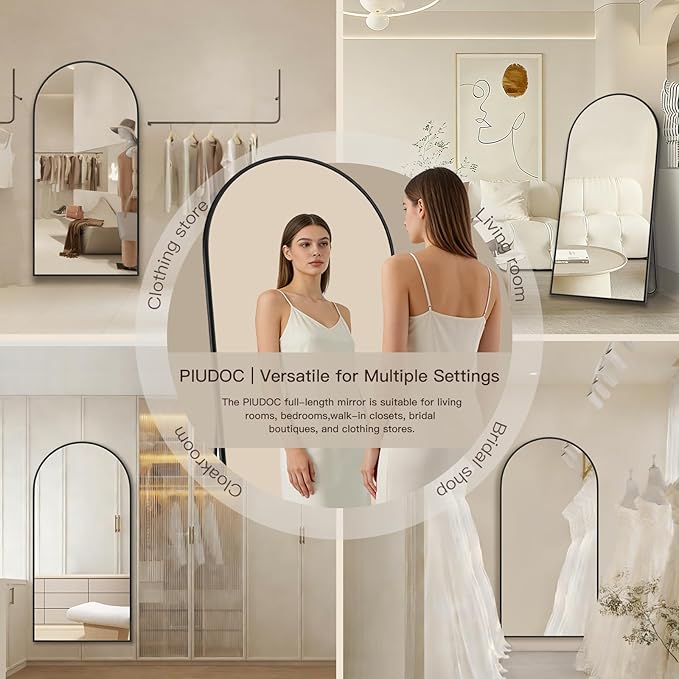 71"x32"Floor Mirror Full Length,Arched Full Length Mirror with Stand,Full Body Mirror,Hanging or Large Leaning for Bedroom Living Room Black