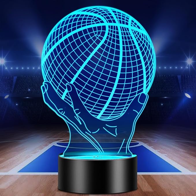 Linkax Basketball Gifts for Teens Boys Girls, Light Up 3D Illusion Night Light with 16 Colors Remote, Boy Toys for Ages 8-13, Xmas Birthday Gifts Basketball Accessories Room Decor Idea