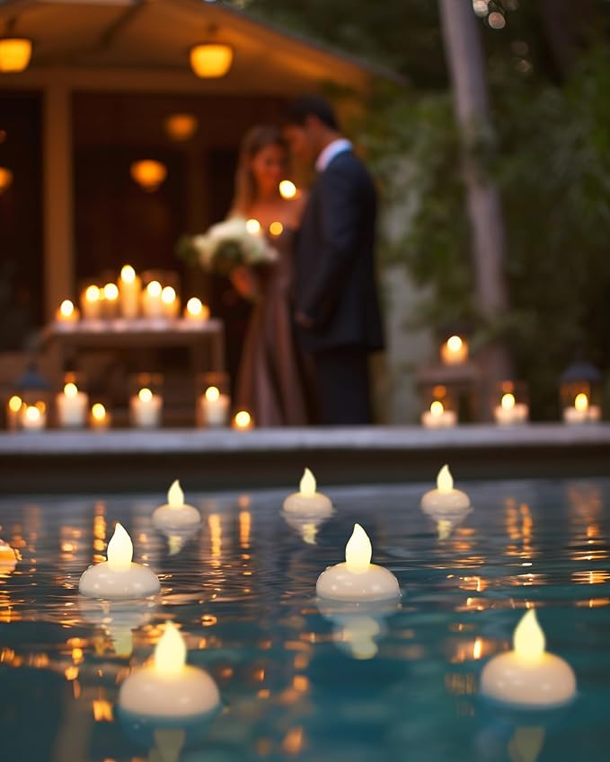 Homemory 36 Pack Flameless Floating Candles, Warm White Led Flickering Tealight Candles in Bulk, Decor for Wedding, Party, Centerpiece, Pool, Christmas