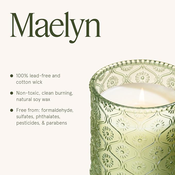 LA JOLIE MUSE Kyoto Vine & Moss Candle - Green Leaves, Tree Moss, Vetiver | 6 oz Natural Soy Wax | 40 Hours Clean Burn | Fresh Scented Candle | Gift-Ready for Hosts & Gatherings