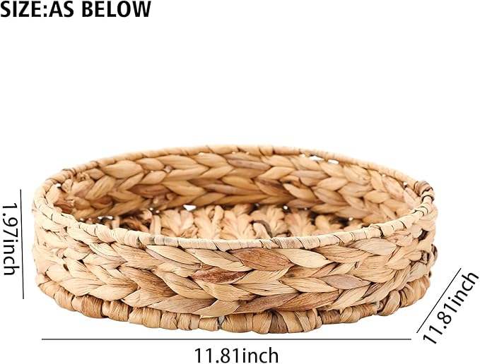 KINGWILLOW, Handmade Round Fruit Bowl Woven with Gourd Grass for Home Decor and Fruit Serving (Large)
