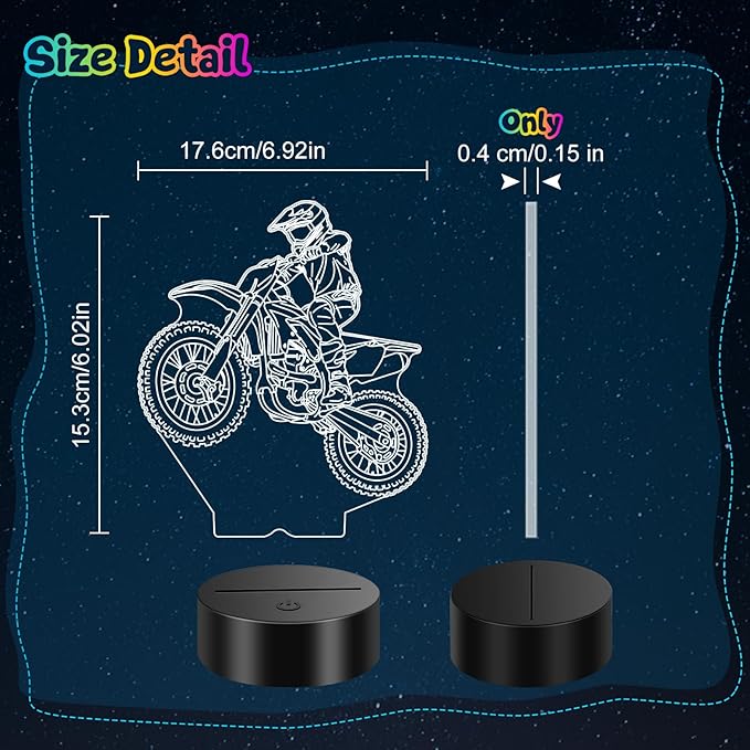 Linkax Bike Gifts Stocking Stuffers for Teens Boys Girls, 3D Illusion Lamp Night Light Room Decor 16 Colors Change, Birthday Gifts for 6 7 8 9 10 11 12 Year Old Boy