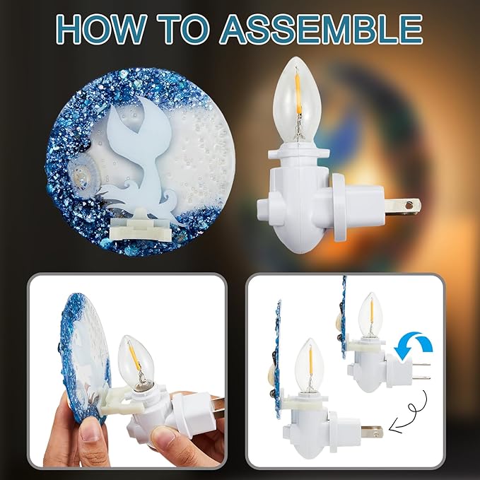 Hortsun Plug in Seashell Night Light Ocean Sea Animal Decorative Night Light Plug in Beach Lamps Vintage Ocean Lamps for Adult for Home Bedroom Living Room Bathroom Wall(Jellyfish)
