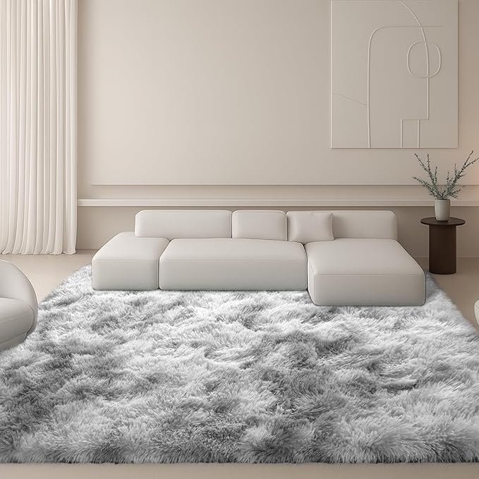 6x9 Rugs for Living Room, Rugs for Bedroom, Plush Fluffy Carpet, Non-Slip Upgrade Dark Grey Rug, Suitable for Kids Dorm Home Decor Aesthetics.