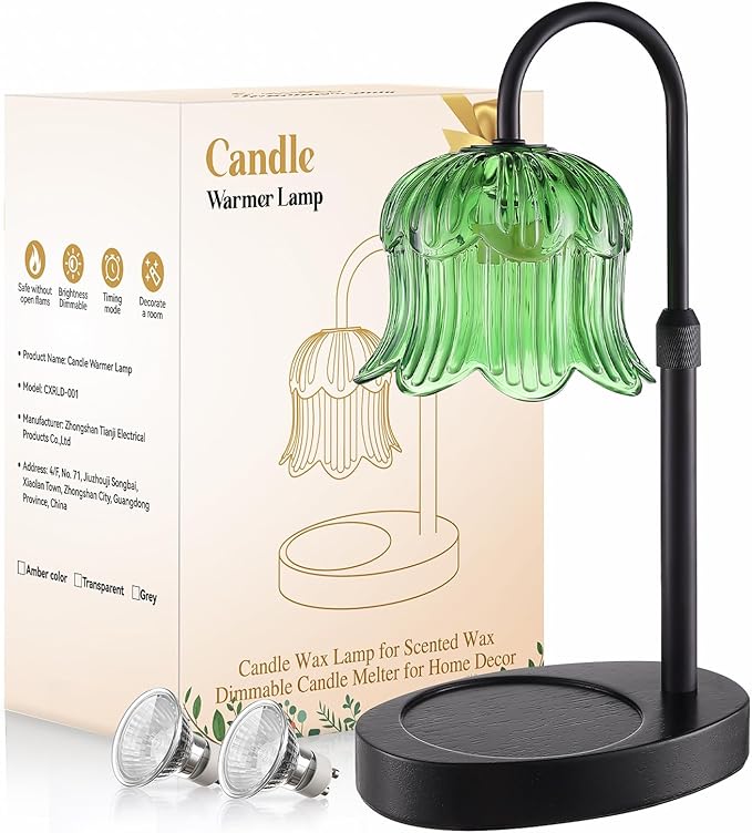 Candle Warmer Lamp Adjustable Timer Electric-Green Flower-Shaped Wax lamp