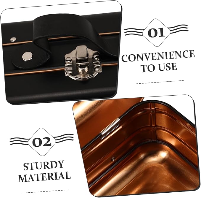 Mobestech Mini Suitcase Makeup Organizer Tin Jewelry Container for Makeup Toys and Electronics Portable Handheld Storage Box Black