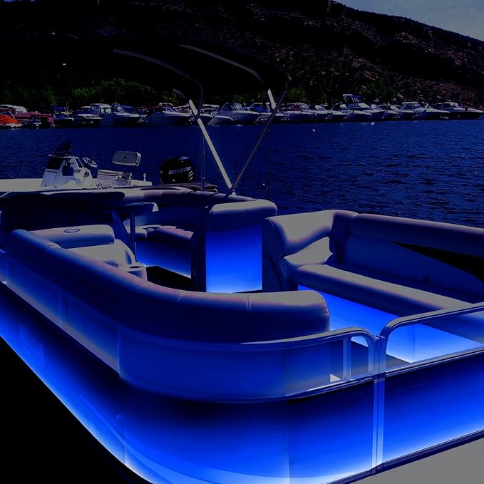20FT Marine LED Strip Lights for Pontoon, Boat LED Strip Lights 12V Waterproof, Ideal as Under Gunnel Lights, Deck Light, Boat Interior Light for Kayak, Jon Boat and Fishing Boats (Blue)