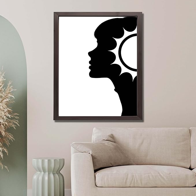 InkFlow Posters Abstract Face Silhouette Poster - Minimal Black Profile Illustration - Modern Feminine Art Design - Home Wall Decor Accent - Contemporary Style Print - 8x10 Unframed Canvas Print