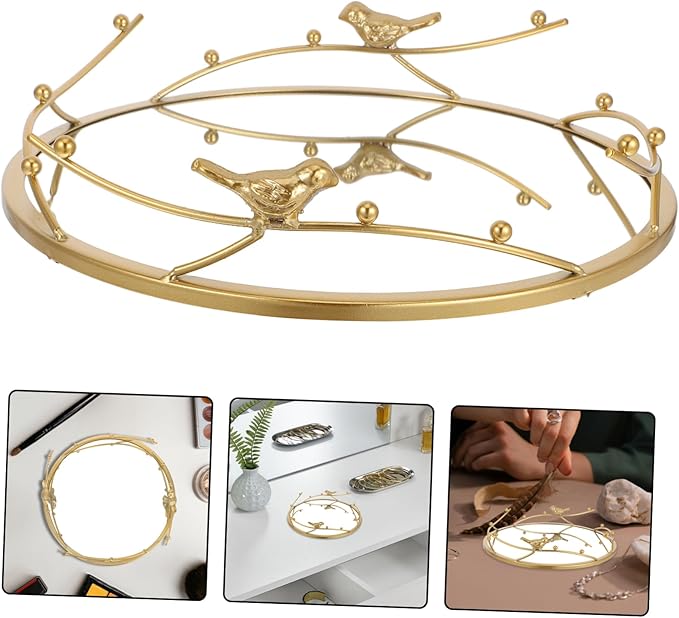 Alipis Bird Decorative Mirror Jewelry Tray Perfume Organizer Makeup Organizer Bathroom Tray