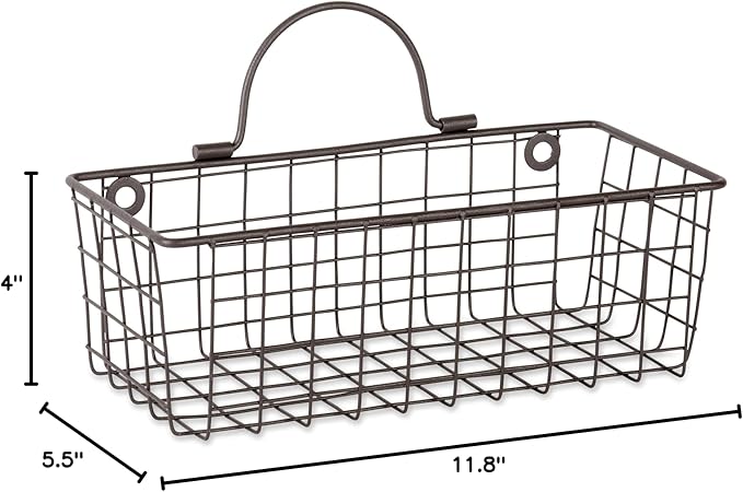 DII Farmhouse Vintage Décor, Wire Wall Basket, Small, Bronze, 2 Piece