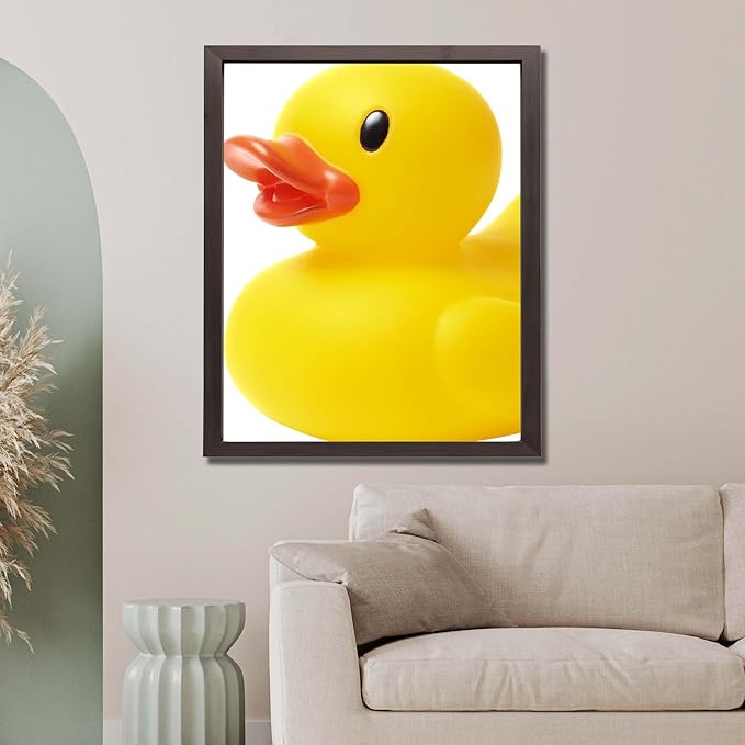 InkFlow Posters Yellow Rubber Duck Poster - Minimal Playful Toy Illustration - Bright Modern Design - Bathroom Nursery Wall Decor Accent - Fun Graphic Art Print - 18x24 Unframed Canvas Print