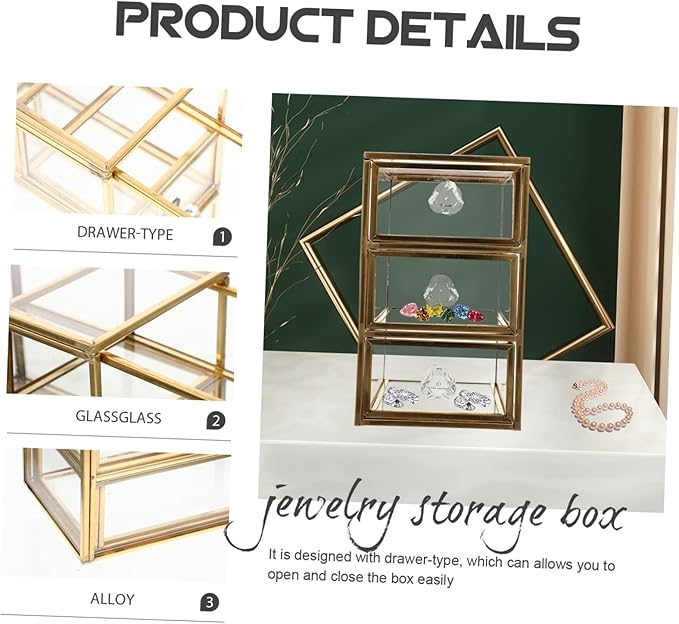 Holibanna Earring Holder Drawer Storage Box Makeup Case Organizer Cosmetics Storage Space-saving Desktop Holder
