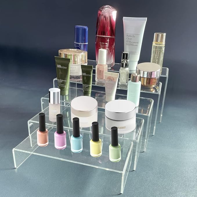 5PCS acrylic display stand, Acrylic Display Risers, 5 Sizes Clear Product Stand, Jewelry Display Riser Shelf Showcase Fixtures For Collectibles Display, Figure Display