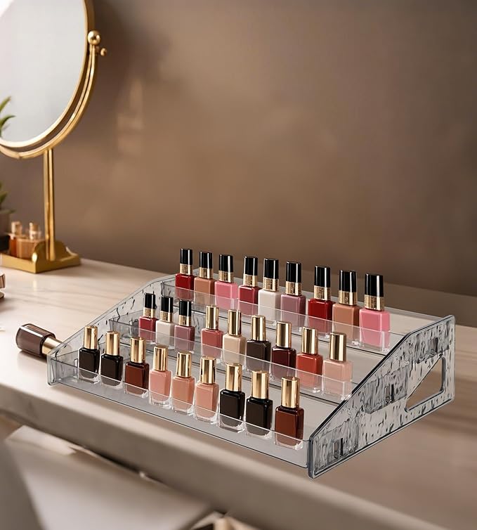Acrylic Display Risers 3 Tier Perfume Organizer Stand, Cupcake Holder, Display Shelf for Figures and Collection, Dessert Shelves,Grey