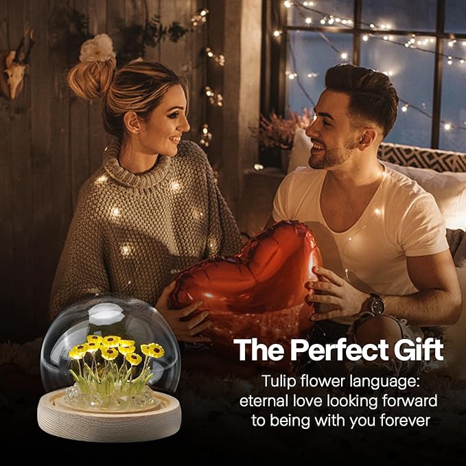 ONXE Sunflowers Flower Lamp,Sunflowers Night Light,Birthday Mothers Day Gifts for Girlfriend Mom Women Her Wife Sister Girls Grandma,Artificial Flower Table Lamp in Glass Dome (USB Powered)