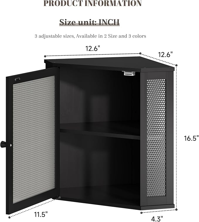 STDDRE Corner Bread Box Kitchen Countertop Extra Large Capacity Farmhouse Bread Box, Corner Countertop Storage, Double Layer Bread Holder (Black, Extra Large)