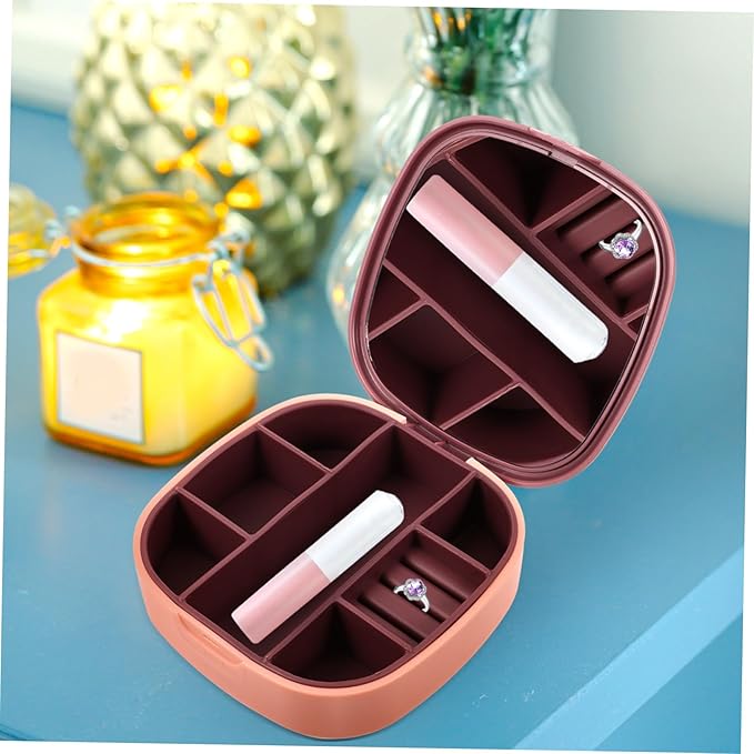 BESPORTBLE Portable Jewelry Storage Box Mirror Jewelry Organizer for Travel Makeup Organizer Mirror