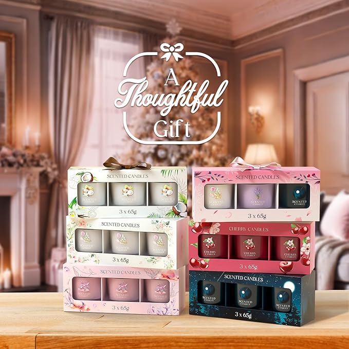 CHILLFLAME Scented Candle Gifts for Women, Candles Gift Set for Her, 3 Scented Candles for Mom, Teacher, Birthday Gifts for Women/Men (White, 7 oz)