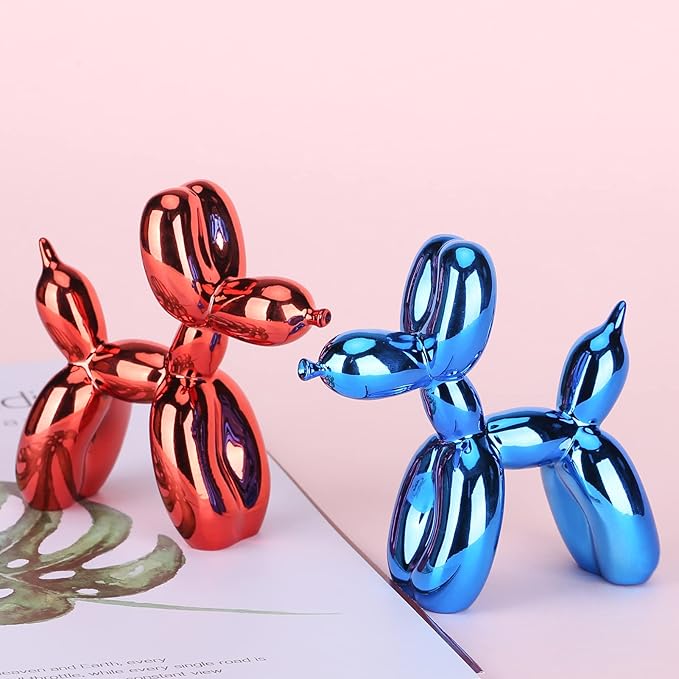 Blue Balloon Dog Decor,Balloon Animal Decor,Shelf Decor Preppy Room Decor,Cute Statue Home Decor, Bedroom Modern Sculpture Desk Decor,Office Gold Decorations Small Figurines