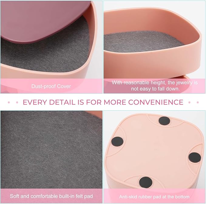 4-Layer Rotatable Jewelry Accessory Storage Tray Shiba Inu Coffee Print Dog And Coffees Travel Jewelry Case Earring Holder with Mirror