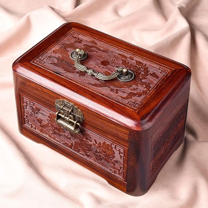 Makeup Organizers Mahogany Jewelry Box Chinese Retro Storage Box Ring Earring Necklace Bracelet Watch Small Jewelry Storage Box Jewelry Box 10.62 inches Jewelry Case