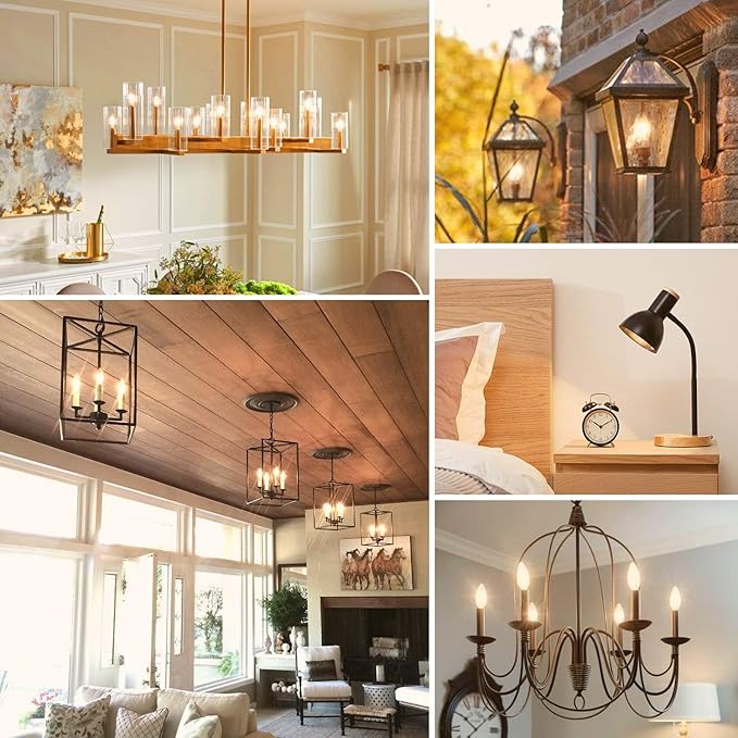 48-Pack Dimmable E12 LED Candelabra Bulbs 60W Equivalent, 2700K Soft Warm White, 600 Lumens B11 Candle Base 6W C35 LED Filament Vintage Light Bulbs, Clear Glass for Chandelier Ceiling Fan High CRI 90+