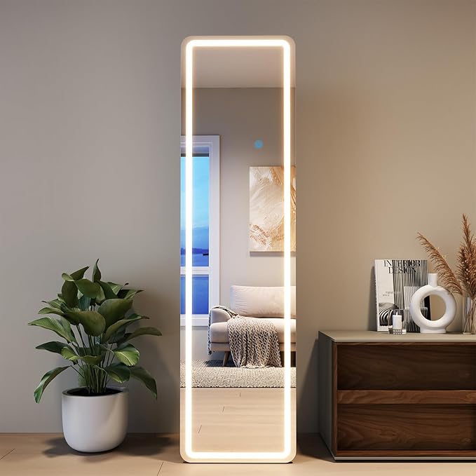 Full Length Mirror with LED Lights, LED Mirrors Full Length Floor Mirror Full Body Mirror for Bedroom Wall Mounted Free Standing